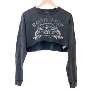3/$25 🙌🏼 Forever 21 Road Trip Tomsville Motorcycle Cropped Graphic Crew Large